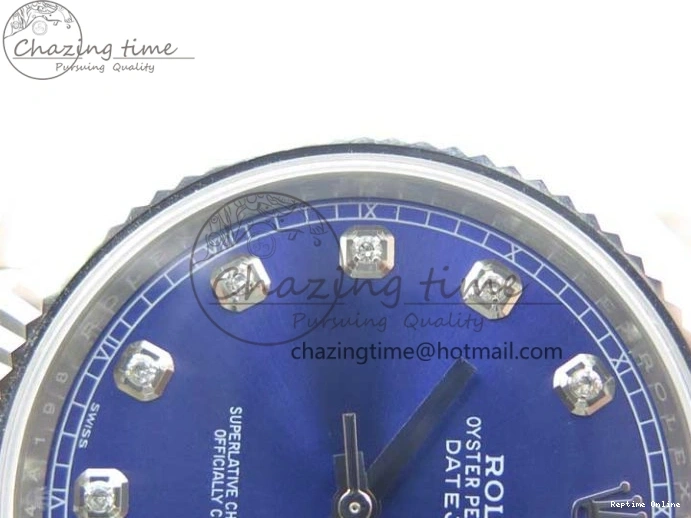 0406 Sporty DateJust 126334 SS Noob 1:1 904L Best Edition Blue Dial Diamond on Oyster Bracelet A 3164